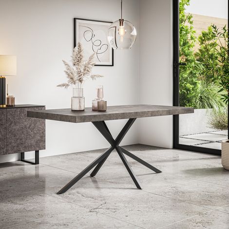 Donni Dining Table Modern Grey Table Top w Black Legs (1/4)