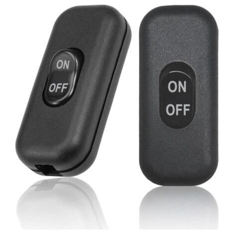 Lot de 2 interrupteurs de chevet noirs, bipolaires 6 A 250 V, mini-interrupteurs à bascule pour petits appareils, lampes de chevet et lampes de table (noir) (1/4)