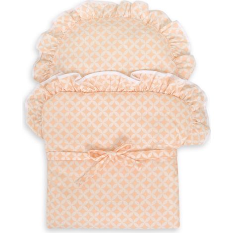 Puppentragetuch mit Schleife - Mini-Pfirsich-Rosette (1/3)