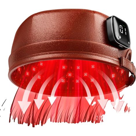Dispositivo para el crecimiento del cabello, terapia láser de baja intensidad, ajuste cómodo, color marrón, enchufe europeo de 100V-240V. (1/2)