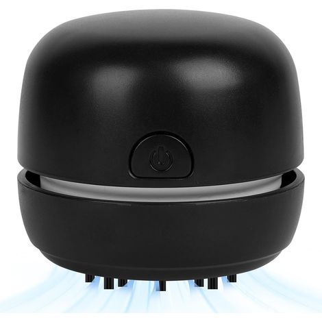 Aspirateur de Table, Mini Aspirateur de Bureau Portable, Noir Suceur Plat et Petite Brosse, Rechargeable USB, Sans Fil, Ramasse Miette de Table Rotatif à 360° pour École, Bureau, Maison (1/5)
