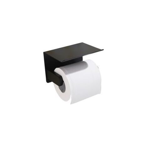 Selbstklebender, wandmontierter Toilettenpapierhalter aus Edelstahl, schwarz, Öffnung oben (1/5)