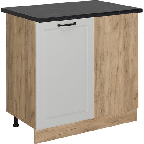Mobile ad angolo cucina R-Line, Bianco casa di campagna, 86 cm , PL Antracite, Vicco