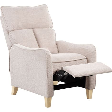 Recliner Chair ROYSTON With Footrest Fabric Beige