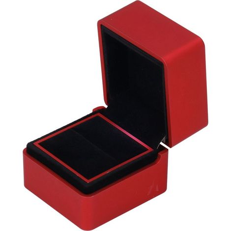 Samt-Ringbox mit LED-Beleuchtung, umweltfreundlich, sicher und frei von Schadstoffen, elegantes Design, romantisches Ambiente, rot (1/5)