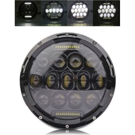 Universeller 7 Zoll (18 cm) LED-Scheinwerfer / Lampe, Halogen, 12V–24V, Abblend-/Fernlicht mit DRL-Tagfahrlicht, Weiß, 4000 lm,