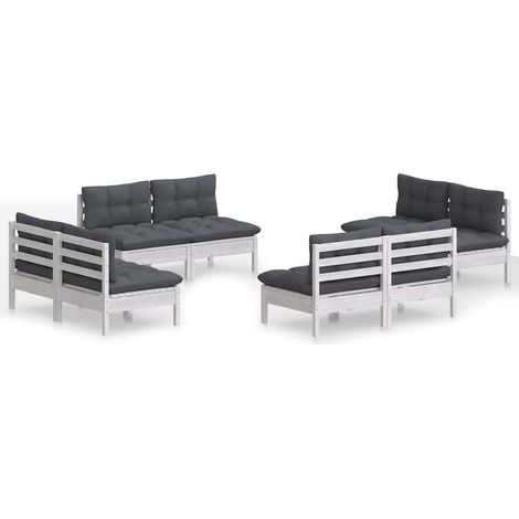 Maison Exclusive - 8-tlg. Garten-Lounge-Set mit Anthrazit Kissen (1/5)