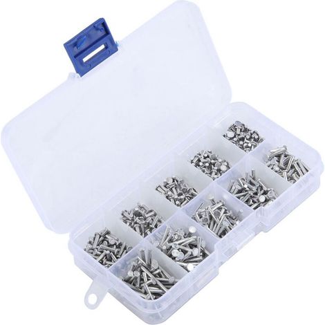 500 rivets pleins en aluminium tête plate M2, longueurs 3-18mm pour assemblage métallique (1/5)