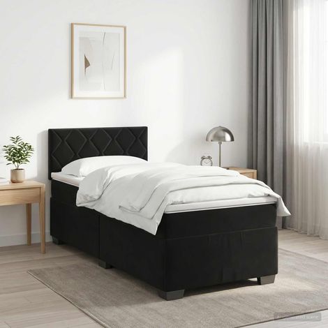 Cama box spring con colchón Negro 90 x 190 cm Terciopelo (1/5)