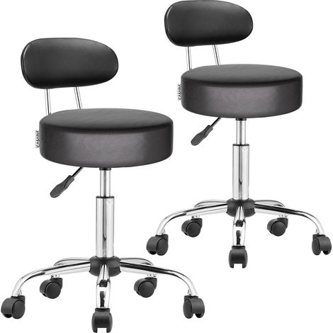 Casaria Sgabello con rotelle con schienale girevole 360° regolabile in altezza 10 cm imbottitura sedia ufficio lavoro cucina 2er Set Schwarz (de) (1/5)