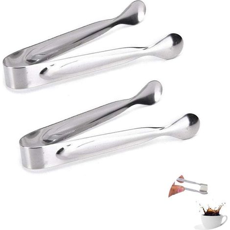 Lot de 2 Pinces à Sucre Acier Inoxydable 110x16mm Ustensile Cuisine Buffet Mariage