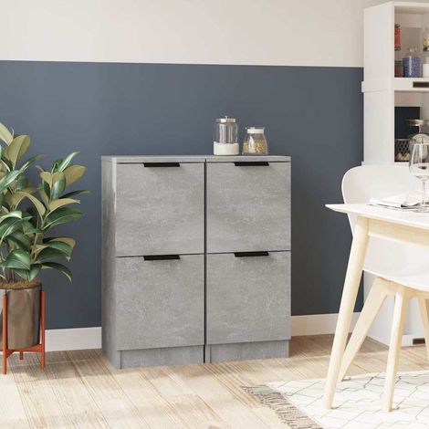 Lot de 2 Buffets Bahut Meubles de rangement Commode Gris béton 30x30x70 cm Bois d'ingénierie BV470443 - BonneVie (1/5)