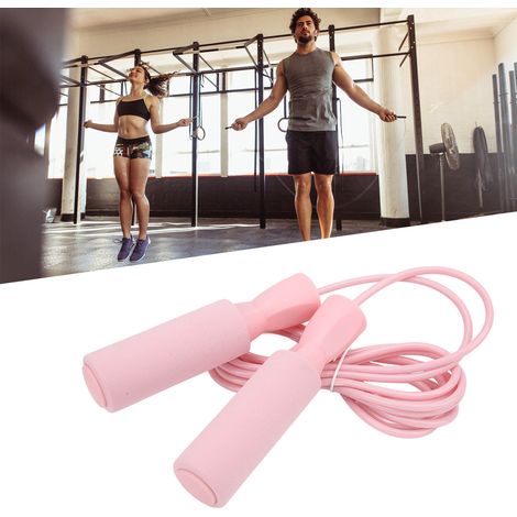 Corde à Sauter en Acier avec Double Roulements Ajustable pour Hommes, Femmes et Enfants - Rose (1/5)