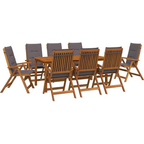 Conjunto de comedor de jardín de 9 piezas 8 plaza Natural vidaXL (1/5)