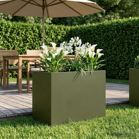 vidaXL Macetero de Jardín Verde oliva 60 x 40 x 50 cm (1/5)