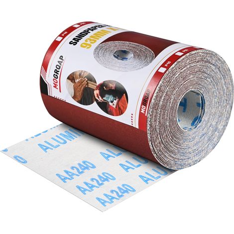 Rouleaux de Papier Abrasif 93MM x 5M, Grain 240 Papier de Verre Humide et Sec Rouleau Abrasif à l'Oxyde d'Aluminium pour Bois Métal Dérouillage Polissage (1/5)
