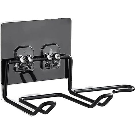 Soporte para secador de pelo - Estante para secador de pelo - Organizador de baño - Diseño que ahorra espacio - 2 piezas - Negro (1/5)