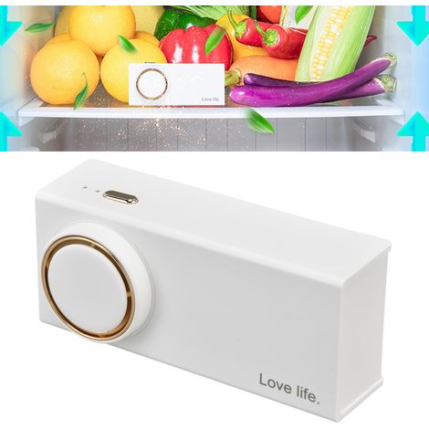 Purificateur d'air pour voiture, désodorisant pour armoire/placard à chaussures, désodorisant pour réfrigérateur, rechargeable par USB, blanc. (1/5)