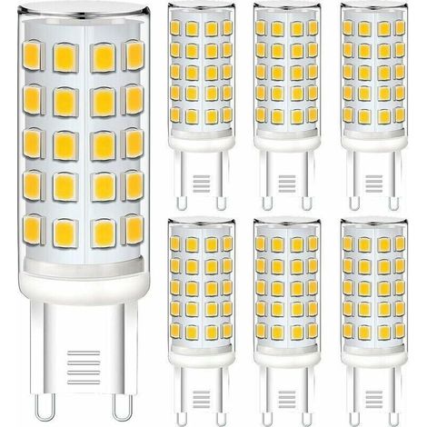 Ampoule LED G9, 6W Blanc Chaud 3000K Lampe LED G9,Equivalent 40W Halogène Lumière,Économie D'énergie G9 LED Ampoules,Sans Scintillement Non Dimmable,6 Pack (1/4)