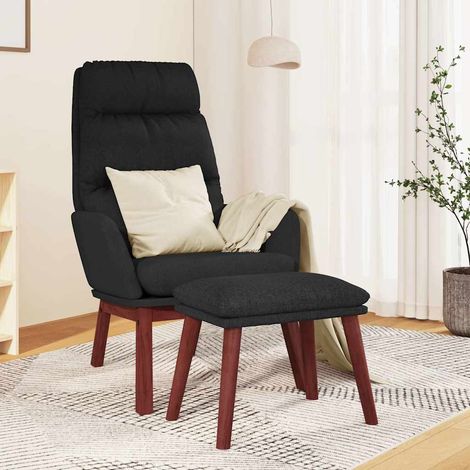 Chaise de relaxation avec tabouret Fauteuil relax - Noir Tissu BonneVie-13690 (1/5)