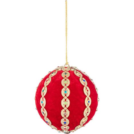 Pallina "Beady" per albero di natale in polietilene, poliestere e vetro da 10 cm set da 4 pezzi -Beige (1/5)