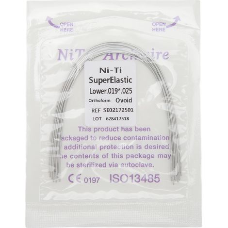 Fil orthodontique rectangulaire 50 pièces, fil d'arc dentaire 0.019 x 0.025 pouce, accessoire de remplacement pour appareil dentaire, arc inférieur, acier inoxydable (1/5)