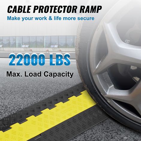 Rampe de Protection Cable à 2 Canaux 3,05x2,79 cm Passage de Cable au Sol TPU Capacité Charge 10 000 kg/Axe Passe Cable Ralentisseu… (1/5)