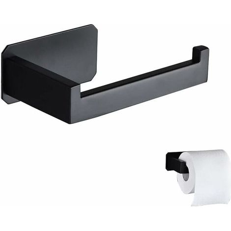 ZVD Portarrollos de papel higiénico de acero inoxidable, original, para montar en la pared, sin taladrar, color negro, adhesivo 3M para baño, decoración, WC, accesorio de cocina. (1/4)