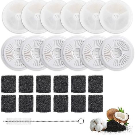 Pack De 24 Filtre Fontaine Eau Chat,12 Filtres À Charbon Actif Et 12 Filtres En Mousse,Compatibles Pour Eversweet Solo 2/Se/[CA232] (1/5)