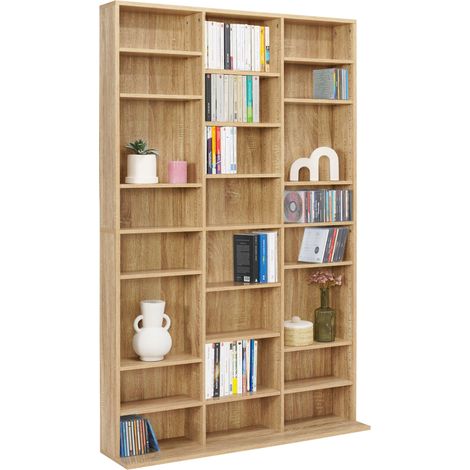 Idmarket – Bibliothèque étagère CD 30 cases modulables – Dimensions 102x24x159cm – Panneaux de particules bois – Pour rangement livres et CD (1/5)