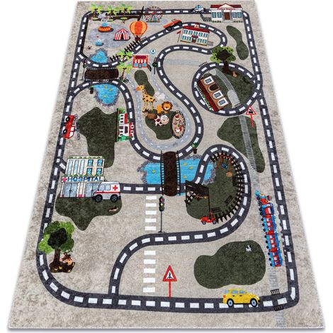 JUNIOR 51803.804 Stadt, Straßen für Kinder Anti-Rutsch - beige beige 80x150 cm