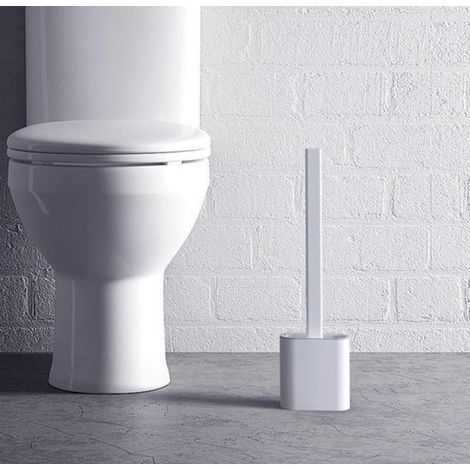 Brosse de toilette - Blanc - Silicone - Brosse WC hygiénique - Avec support - Nettoyage efficace - Design moderne - Antirouille (1/5)