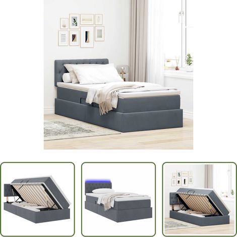 LED-Bett - Bett mit Stauraum und LED mit LED Dunkelgrau 100 x 200 cm Samt (1/5)