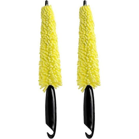 Lot de 2 brosses universelles pour le nettoyage des jantes de pneus de voiture-2pcs-Yellow (1/4)