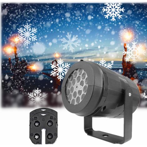 Guirlandes lumineuses LED flocons de neige pour Noël, projecteurs rotatifs effet blizzard blanc, éclairage à motifs cinématographiques, projecteurs laser pour scène d'Halloween – Norme européenne (1/4)
