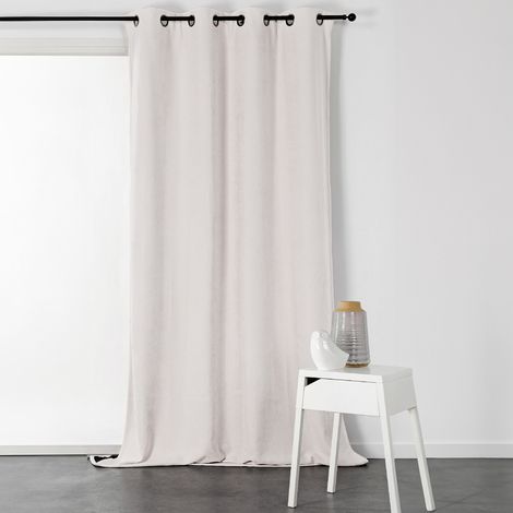 Rideau à Oeillets Isolant et Déperlant - Effet Velours Ecru 140x180 cm (1/2)
