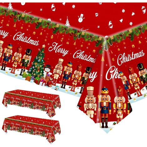 2er Set Weihnachtstischdecke 137x274cm Nussknacker wasserdicht abwischbar