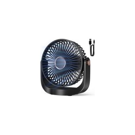 Ventilatore da tavolo portatile - Ventilatore da tavolo USB silenzioso da 3000 mAh con luce notturna, 5 velocità, fino a 8 ore di autonomia, rotazione a 360°, bassa rumorosità (20 dB), ventilatore wir (1/5)