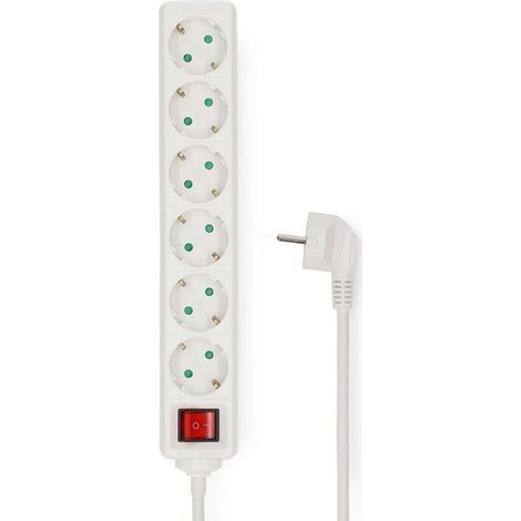 Nedis Esoc630f2wt regleta blanca 6 tomas cable de 3 m