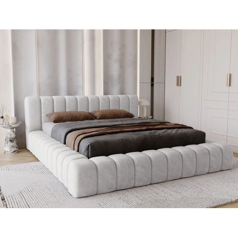 Lit rembourré avec rangement 180x200 velours gris clair Italia (1/5)