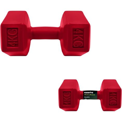 Manubrio Attrezzo Peso per Palestra Rosso 4 Kg