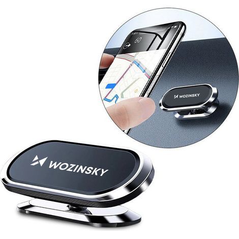 Soporte magnético autoadhesivo para coche Wozinsky 360 para salpicadero, color plata (WMH-06) (1/5)