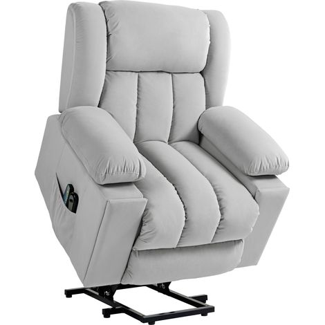Sillón relax eléctrico con ayuda para levantarse, masaje, calor, reclinable y USB, gris claro (1/5)