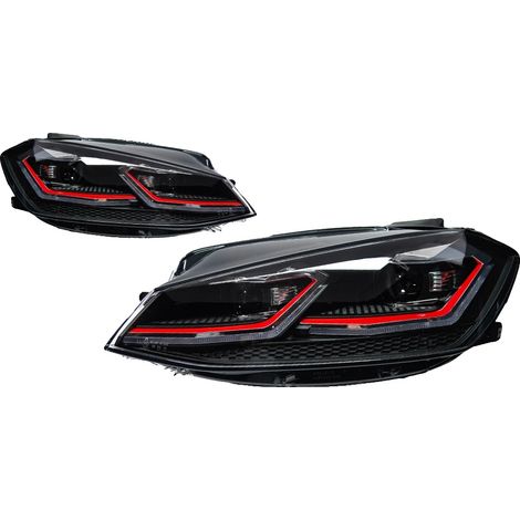 Conjunto de faros delanteros, luces diurnas LED, lente bixenón, rojo, 2 unidades, para vehículos con volante a la izquierda (LHD). (1/2)
