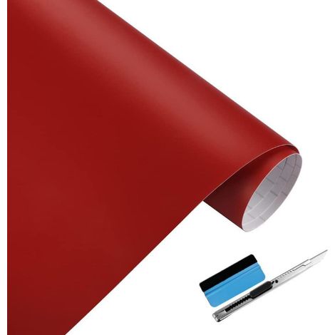Selbstklebefolie Rot 50x150cm mit Luftkanal-Technologie und Werkzeug (1/5)