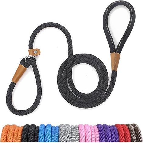 Correa antideslizante，1,83 m x 1,32 cm，correa resistente para perros con lazo，cuerda antideslizante cómoda y fuerte para perros，1 unidad (negra) (1/5)