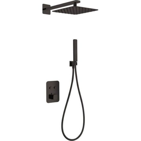 Conjunto termostático para ducha con 3 módulos con un diseño moderno de acabado negro mate Madeira de Imex (1/5)