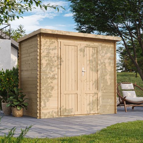TIMBELA M310F1 Caseta De Jardín Exterior De Madera 2,63 m², Cobertizo De Jardín Para Bicicletas Y Herramientas, Caseta De Almacenamiento Con Paredes De 19 mm, Sin Suelo, Puerta De Panel De Madera Maci (1/5)