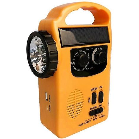 Notstromaggregat für den Außenbereich mit Handkurbel, Solardynamo, AM/FM-Radio, Powerbank und LED-Lampe