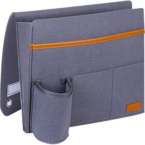 Organisateur de Rangement Suspendu en Feutre Gris Cendré pour Accoudoir de Canapé Pochette Latérale Multifonctionnelle Poches Compartimentées pour Salon et Chambre (1/5)